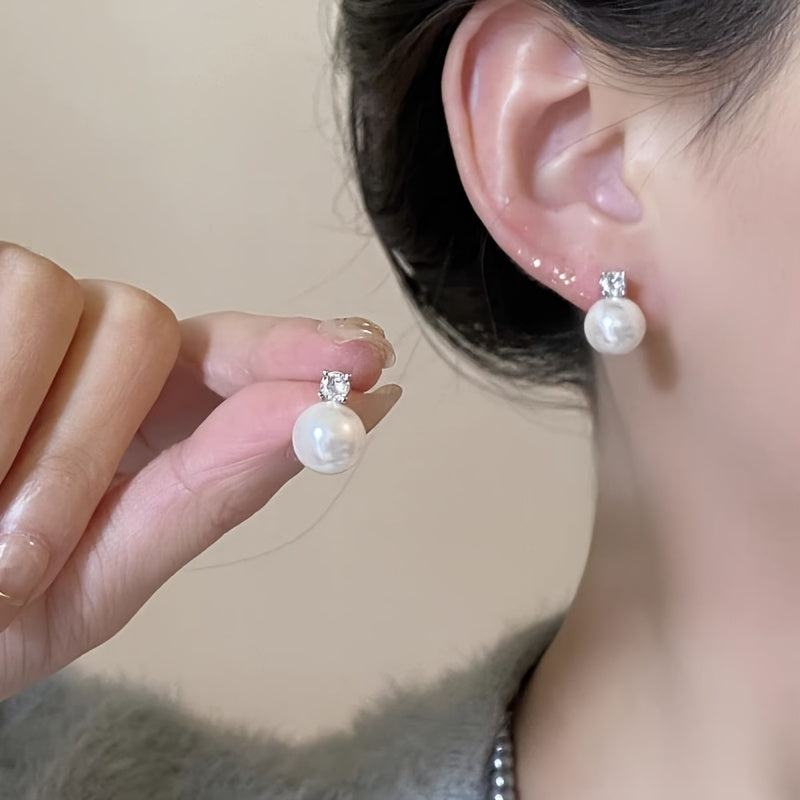 Vintage Pearl Rhinestone Earrings