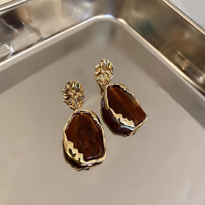Vintage Elegant Irregular Geometric Resin Dangle Earrings