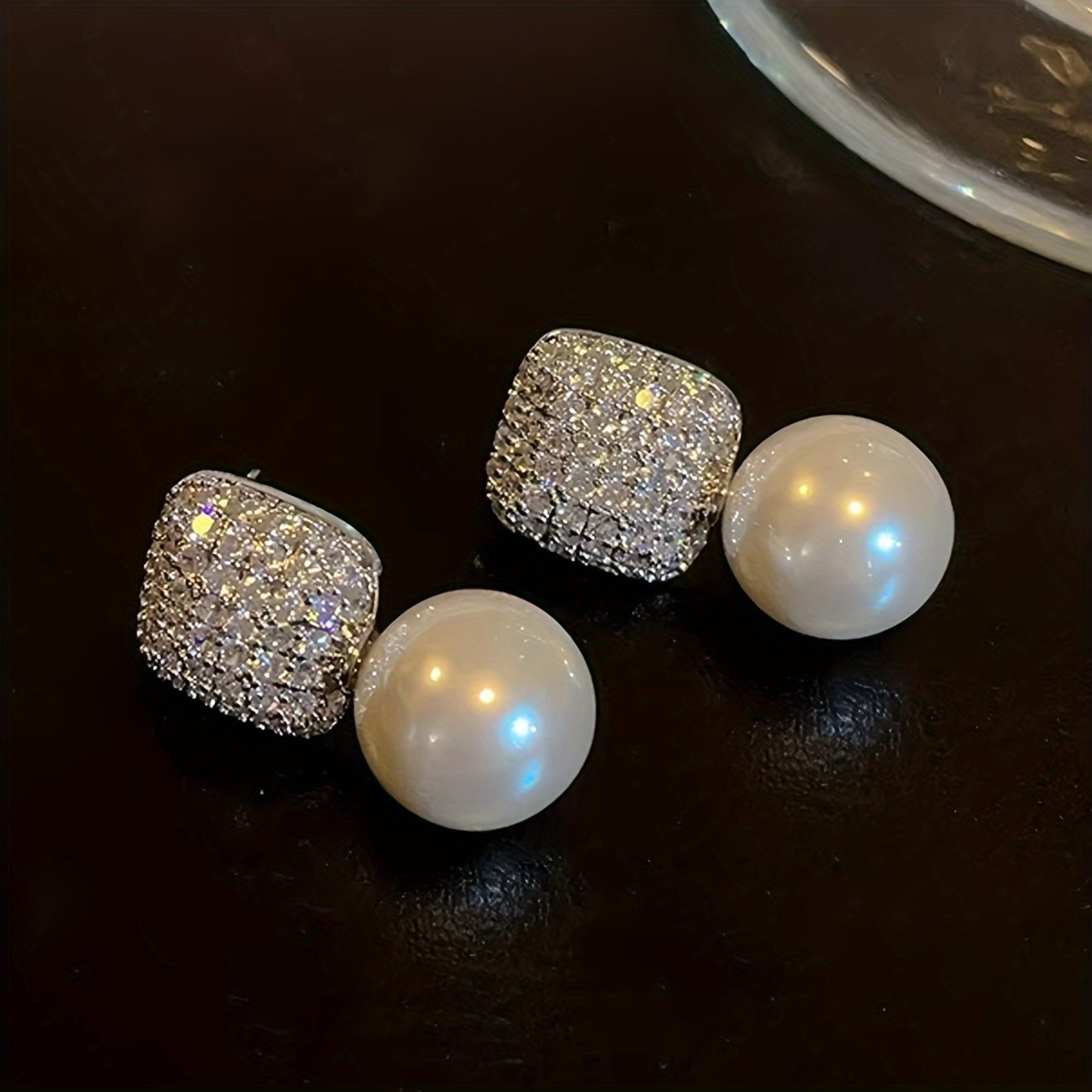 Artificial Crystal Pearl Earrings