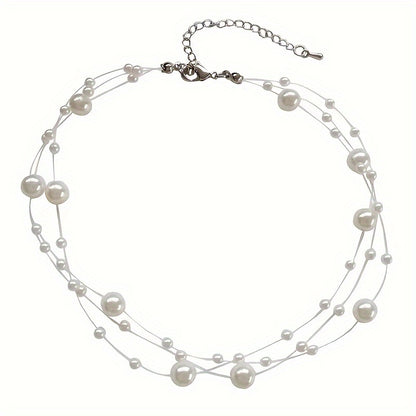 PEARL NECKLACE with TRANSLUCENT STRING