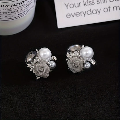 French Vintage Pearl Rose Earrings