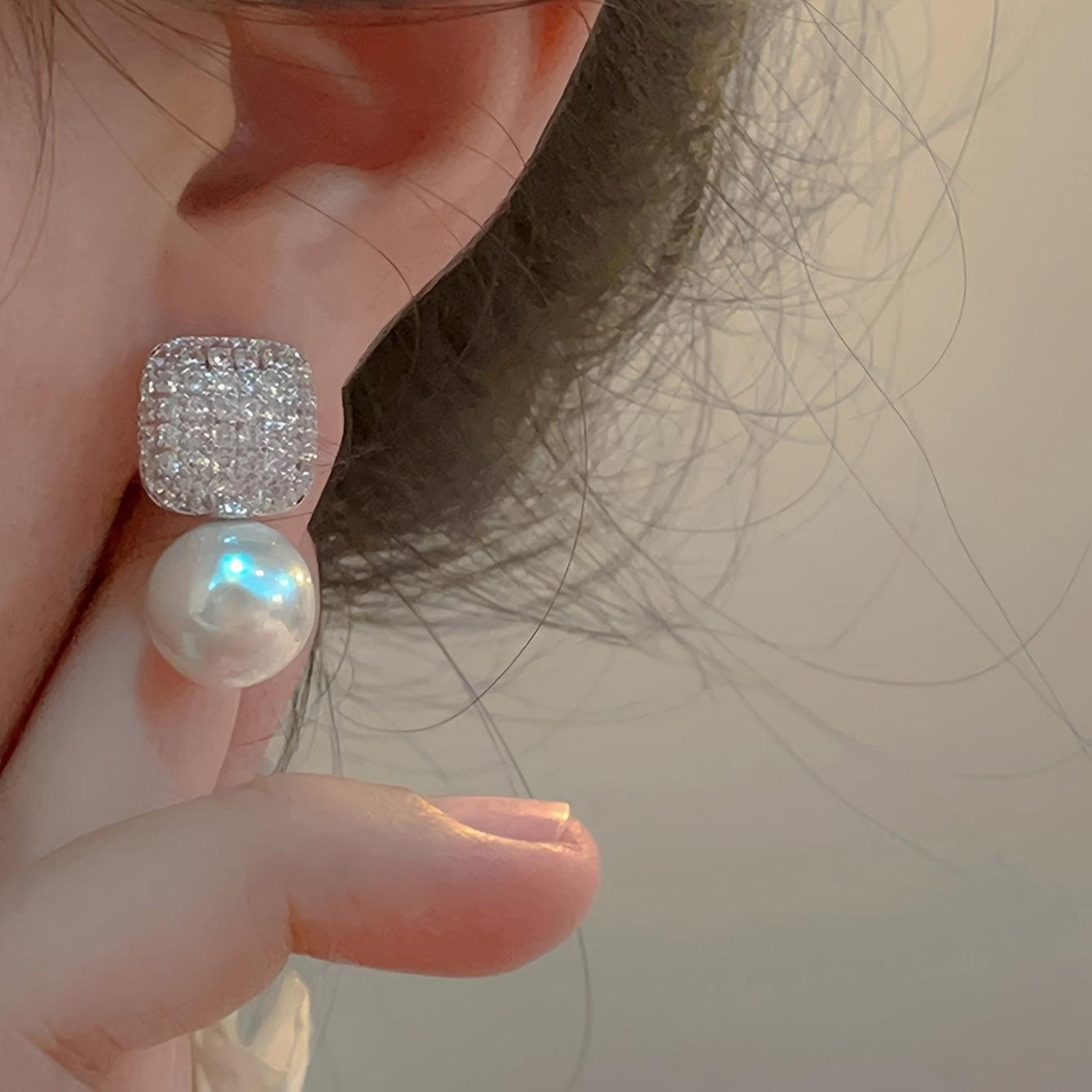 Artificial Crystal Pearl Earrings