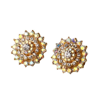 Rhinestone Flower Clip-On Earrings