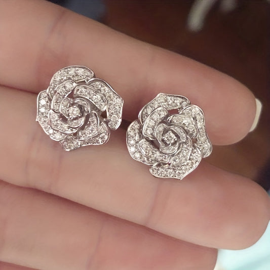 Pretty Rose Shaped Stud Earrings