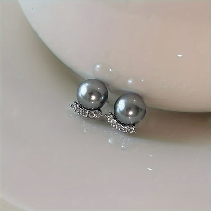 Tiny Grey Pearl Earrings