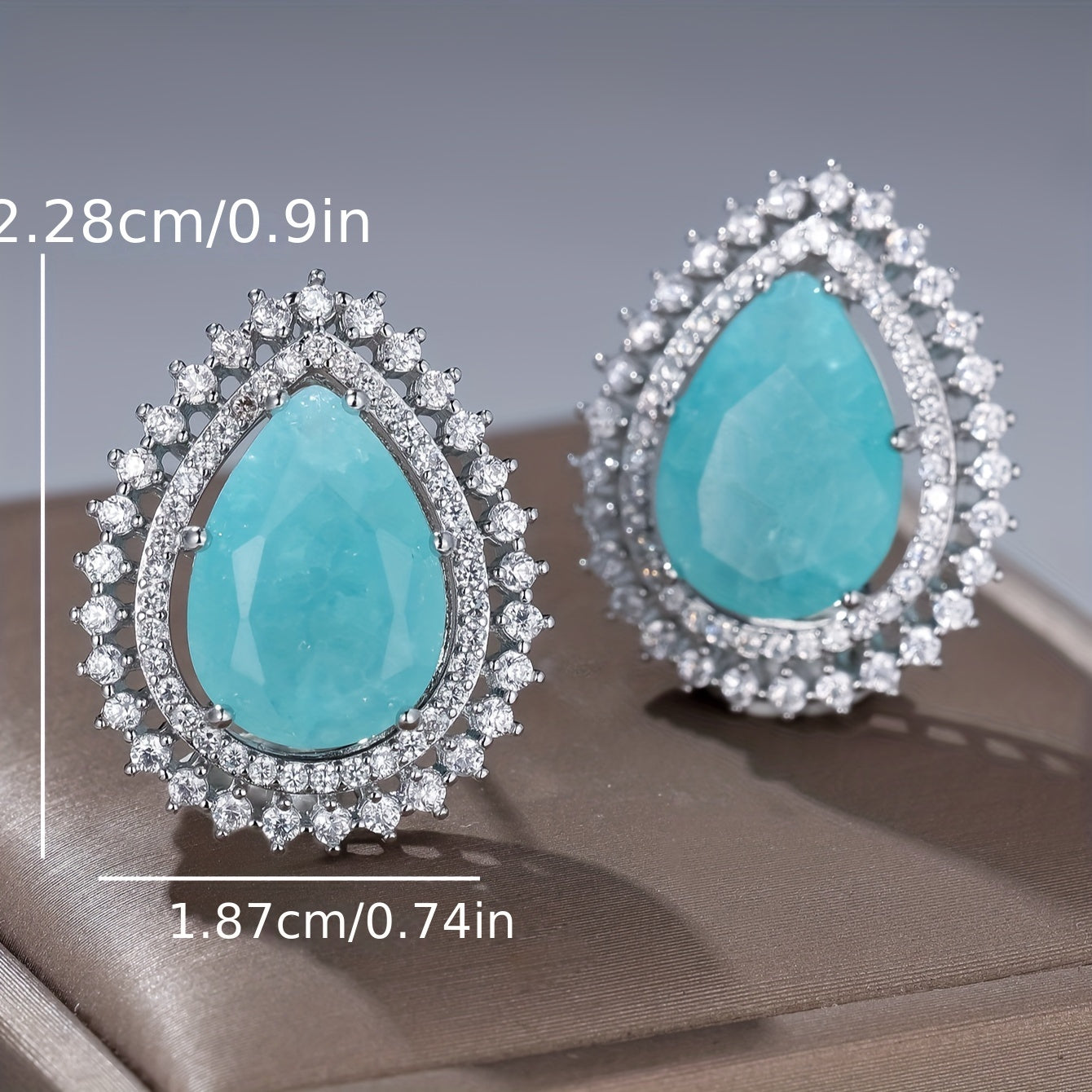 Teardrop Turquoise Cubic Zircon Earrings