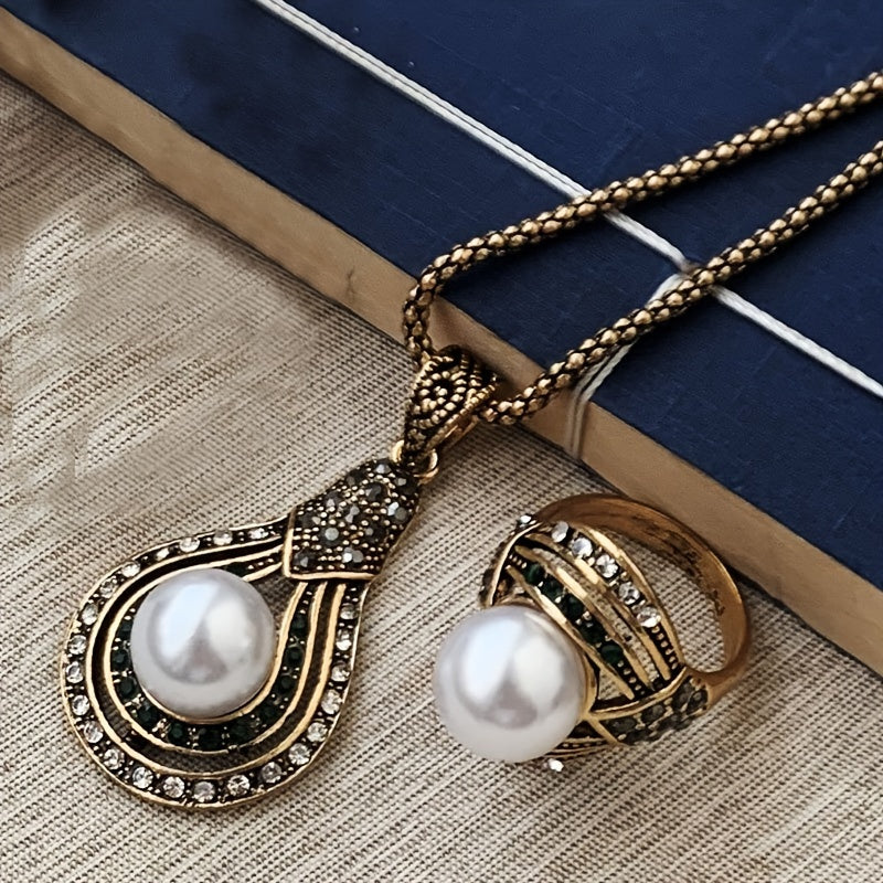 Antique Zinc Alloy Pearl Set