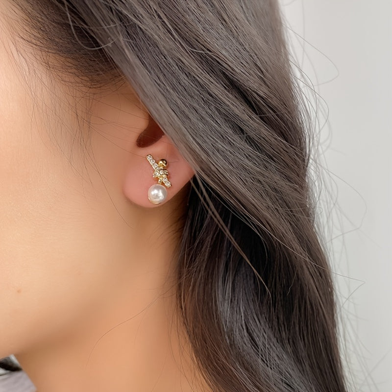 Knot Design Faux Pearl Stud Earrings