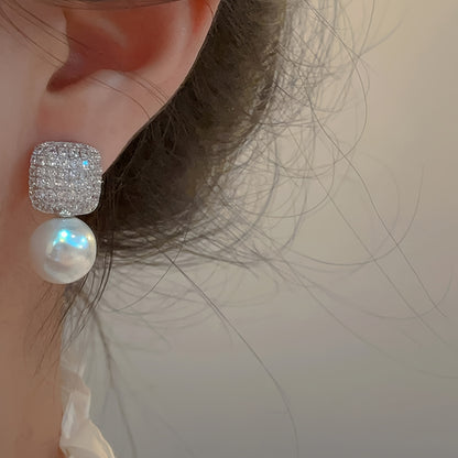 Artificial Crystal Pearl Earrings