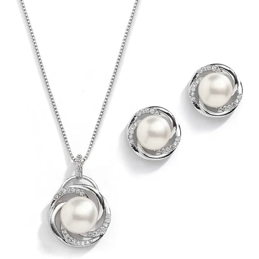 Small Pearl Pendant and Earrings Set