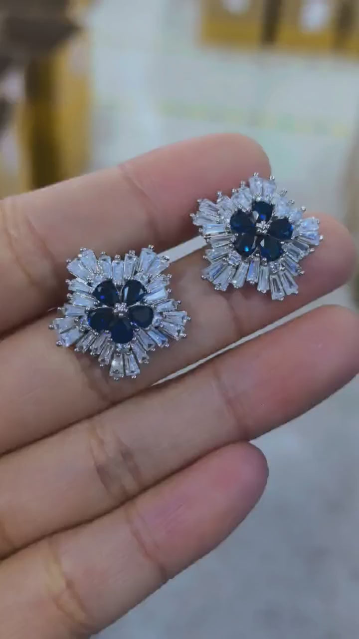 Sapphire Zircon Stud Earrings