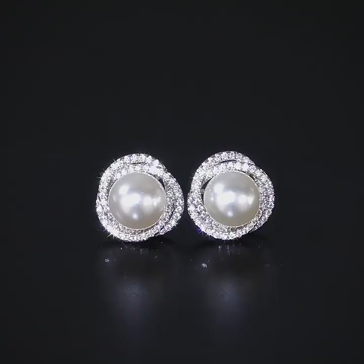 Pearl Flower Design Studs
