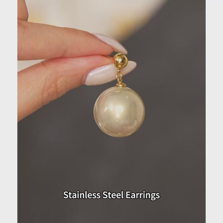 Big Pearl Gold Plated Earrings