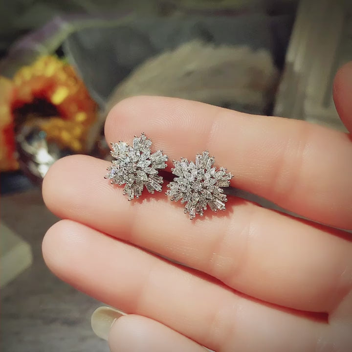 Zircon Snowflake Stud Earrings