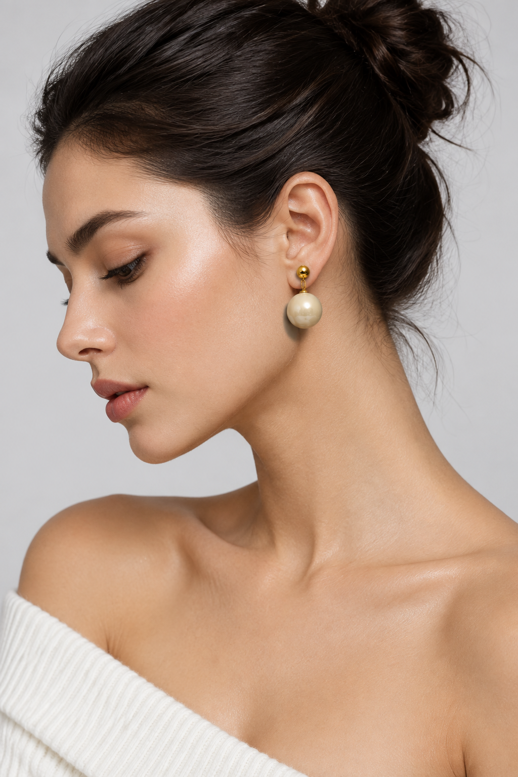 Big Pearl Gold Plated Earrings
