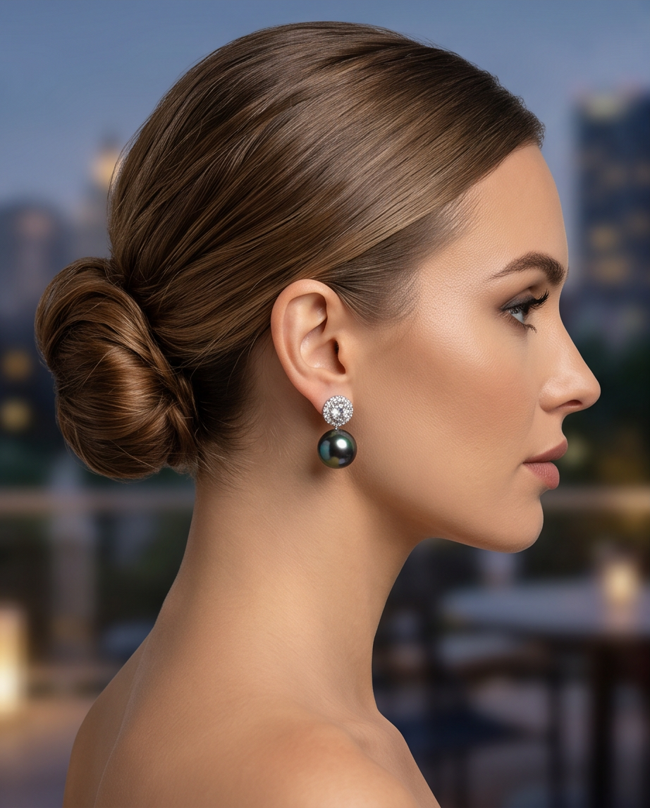 Grey Pearl Stud Earrings