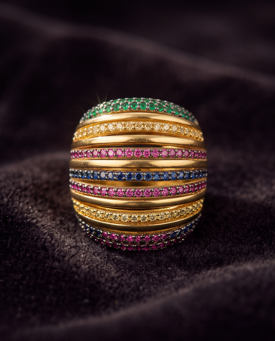 Multicolor Earrings and Ring