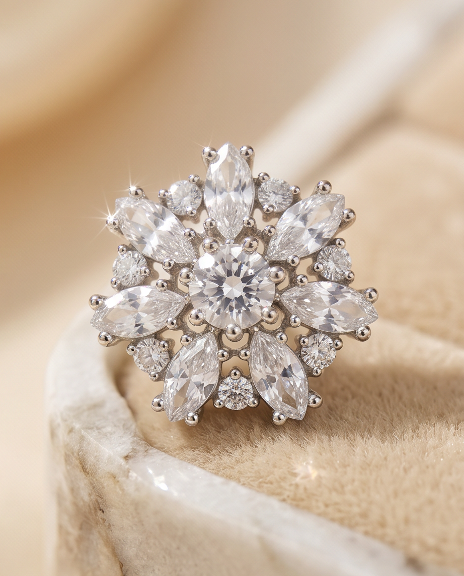 Snow-Flower Zircon Earrings