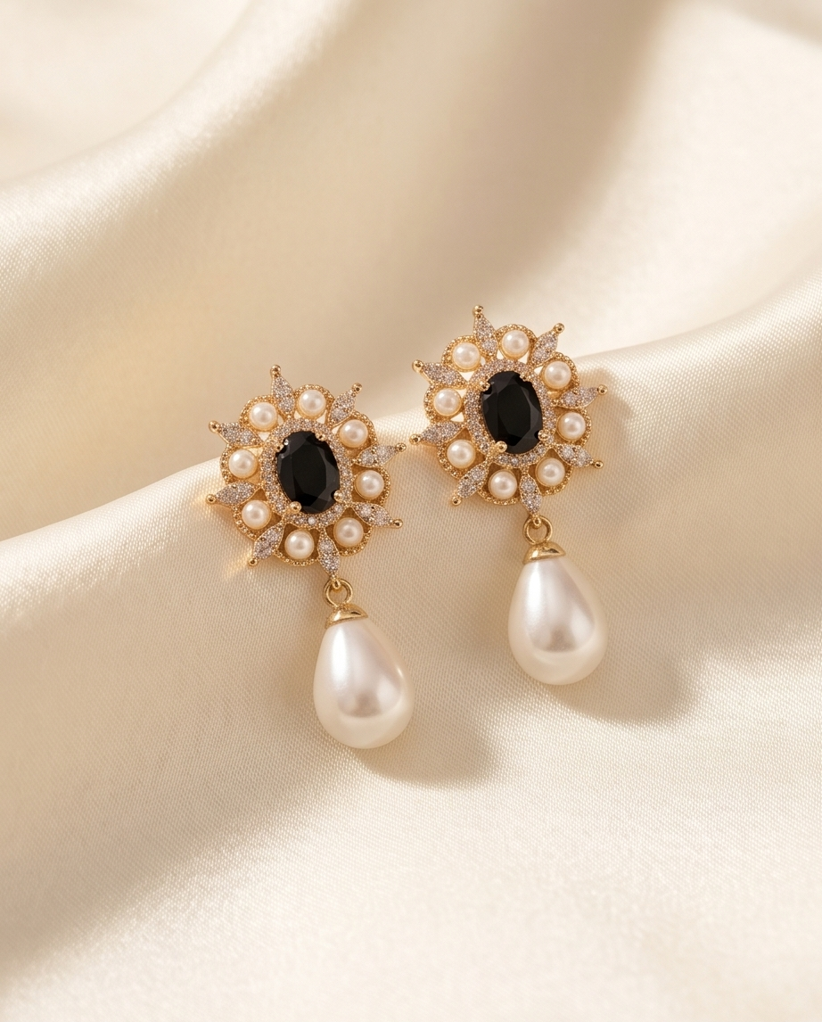 Crystal Pearl Pendant Earring