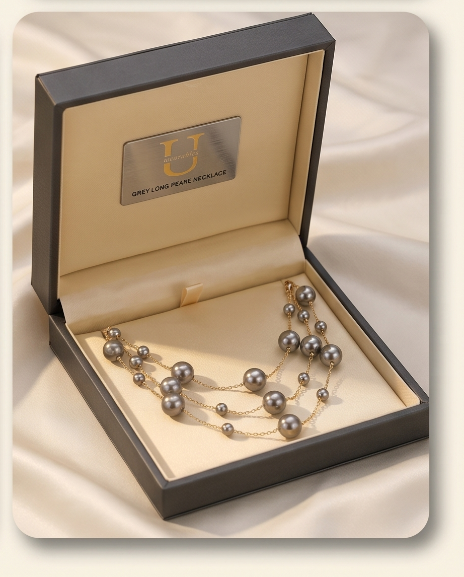 Grey Long Pearl Necklace