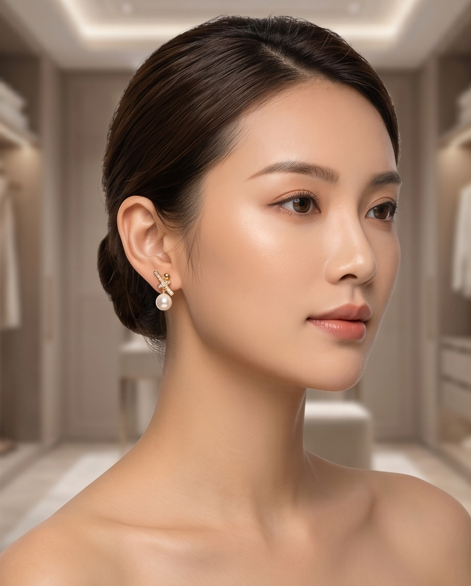 Knot Design Faux Pearl Stud Earrings