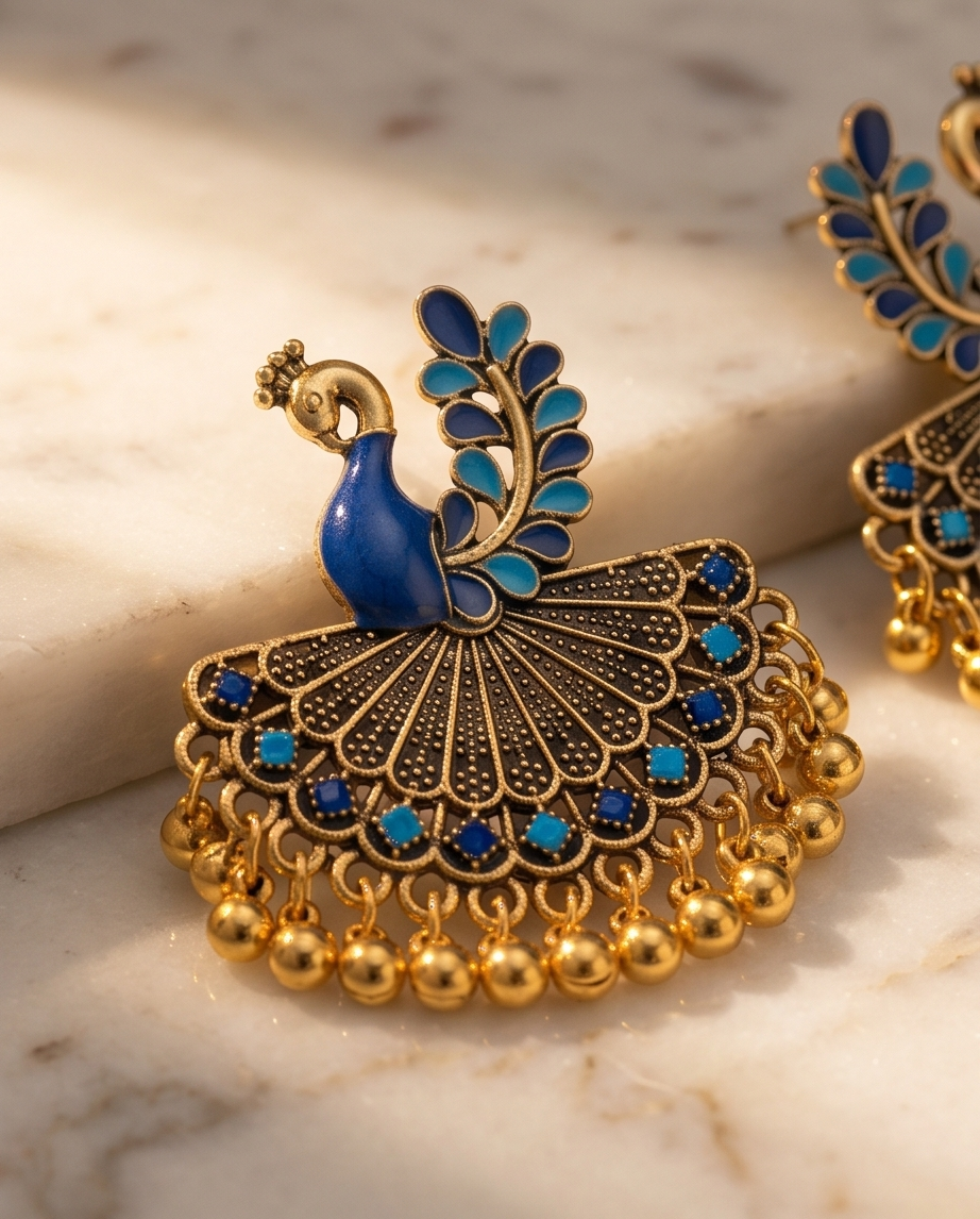 Jhumka Peacock Earrings