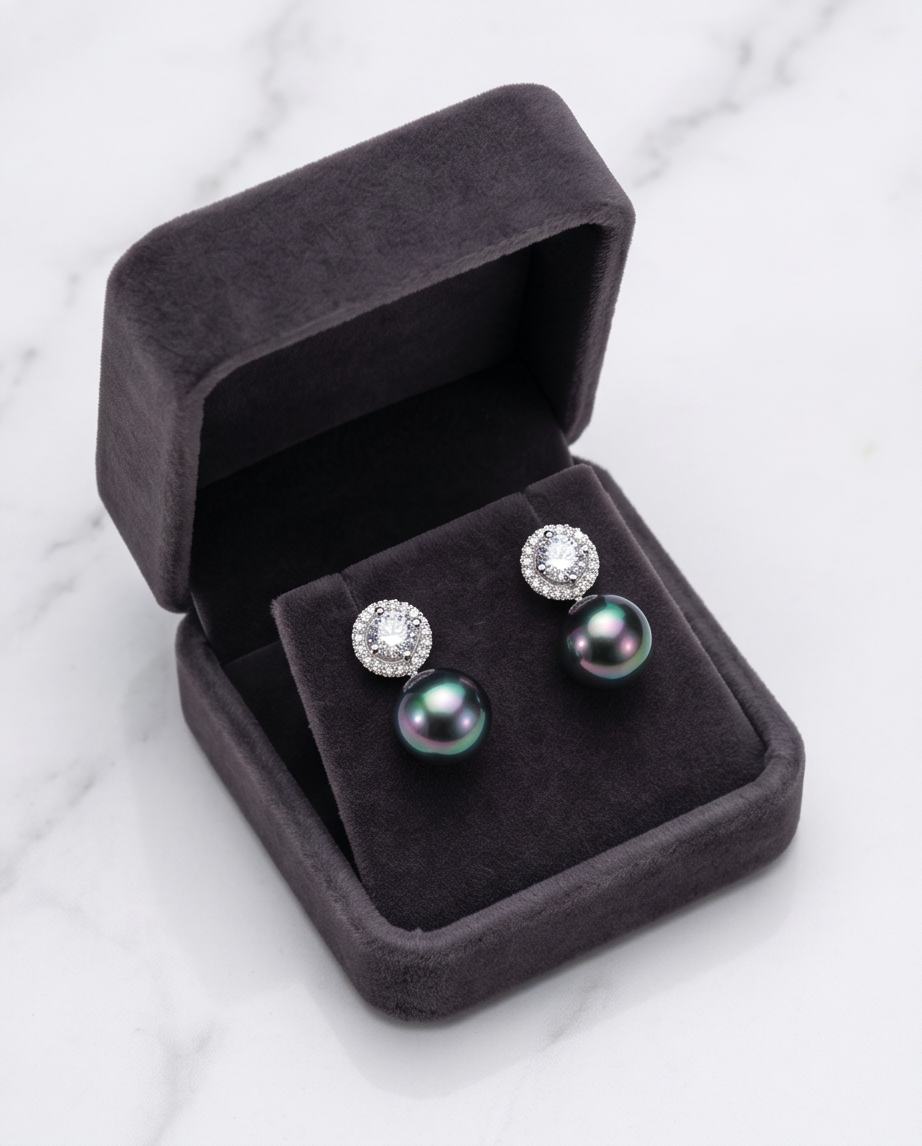 Grey Pearl Stud Earrings