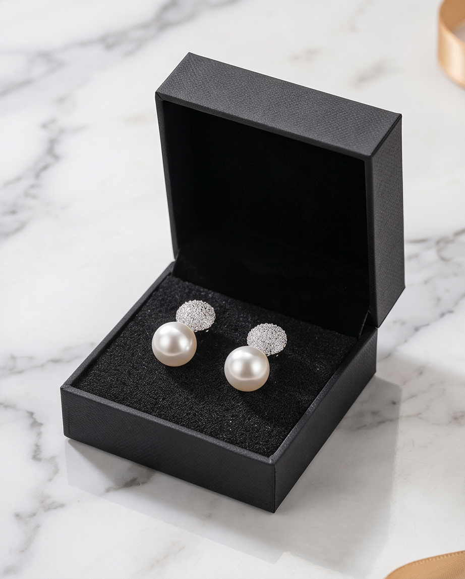 Zircon Pearl Round Earrings