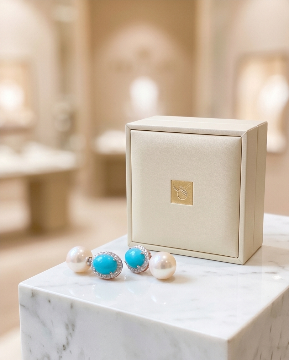 Pearl Turquoise Drop Studs