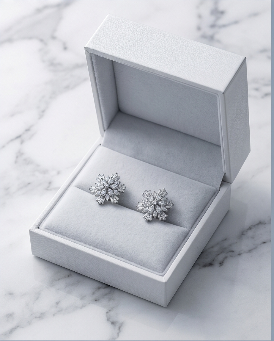 Zircon Snowflake Stud Earrings