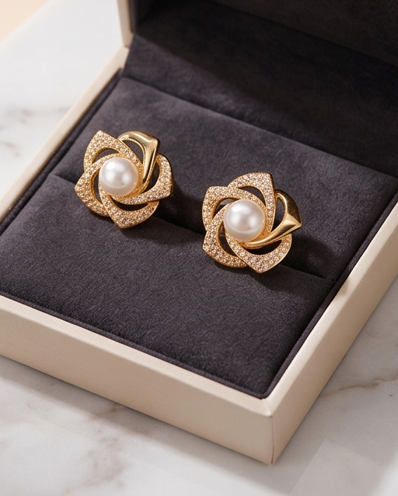 Hollow Flower Design Stud Earrings