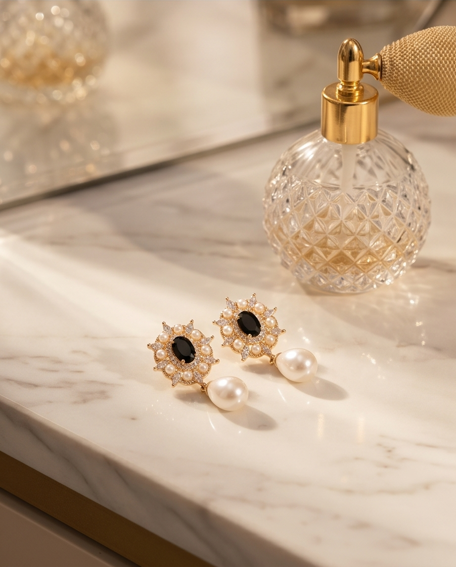 Crystal Pearl Pendant Earring