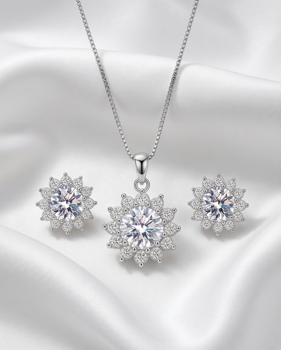 Elegant S925 Sterling Silver Pedant Set