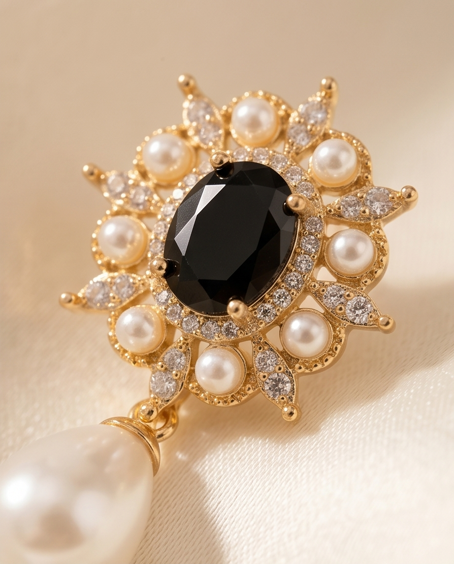 Crystal Pearl Pendant Earring