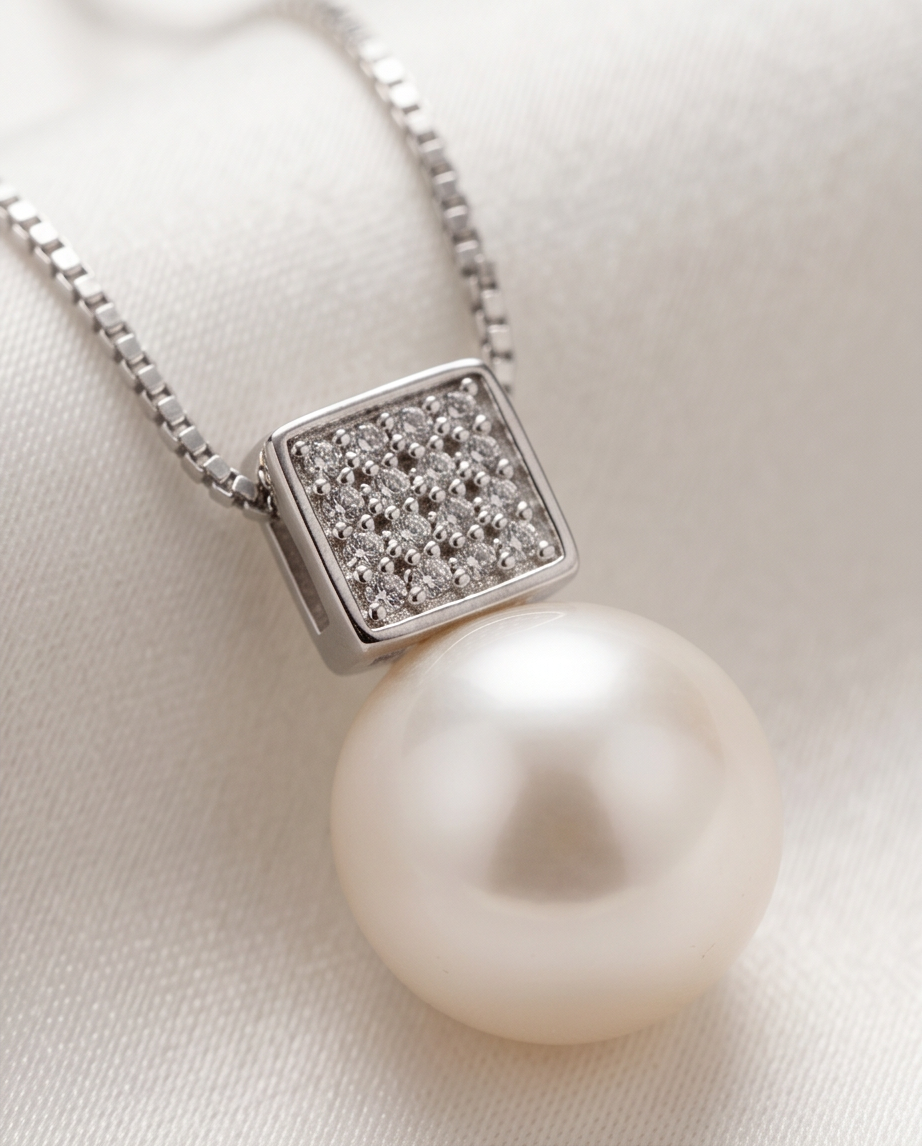Silver and Pearl Pendant Set