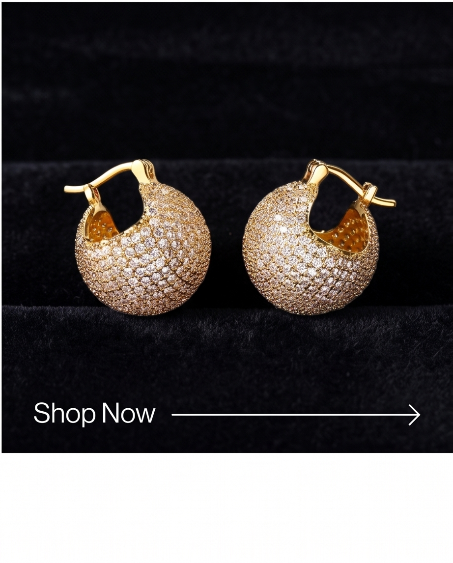 Synthetic Zirconia Spherical Earrings