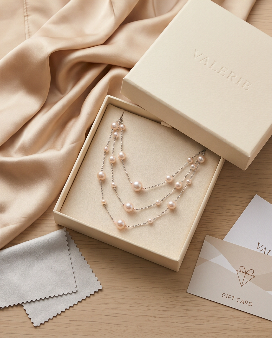 Champagne Long Pearl Necklace