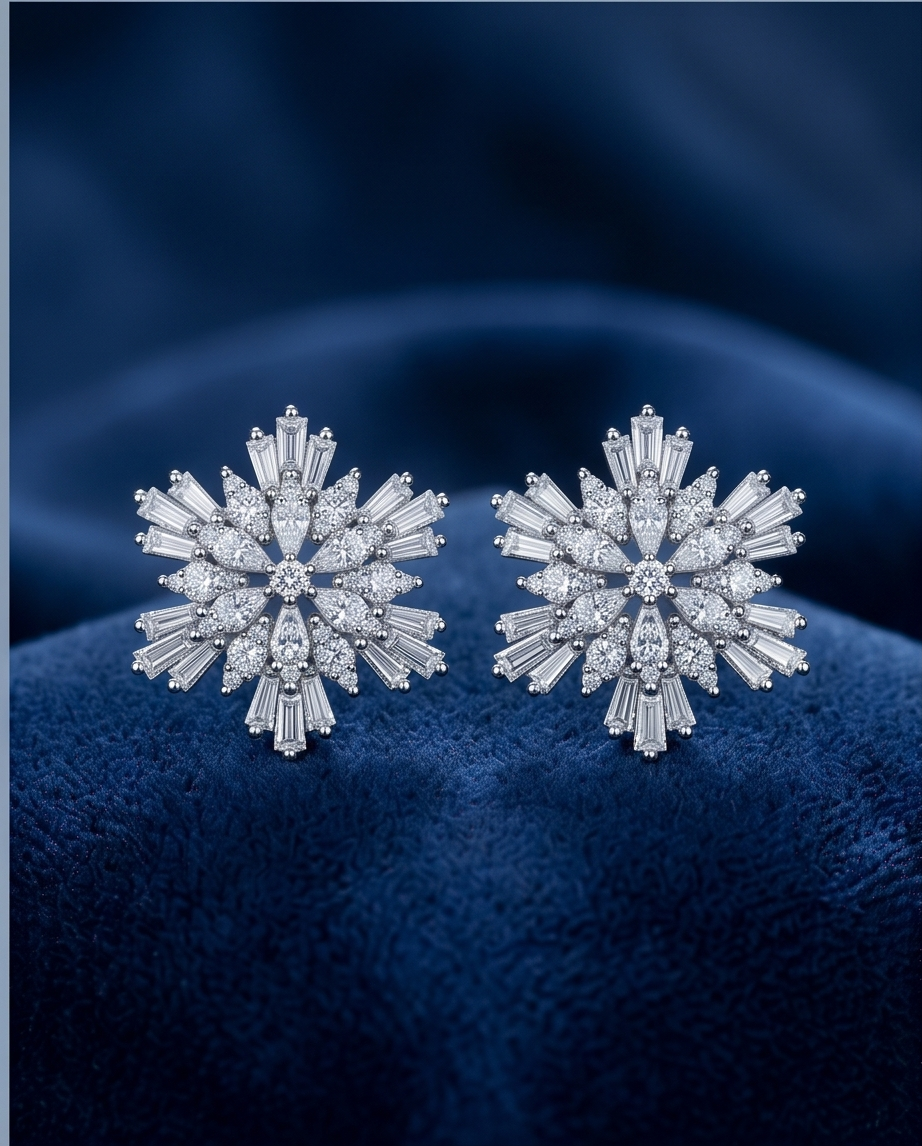 Zircon Snowflake Stud Earrings