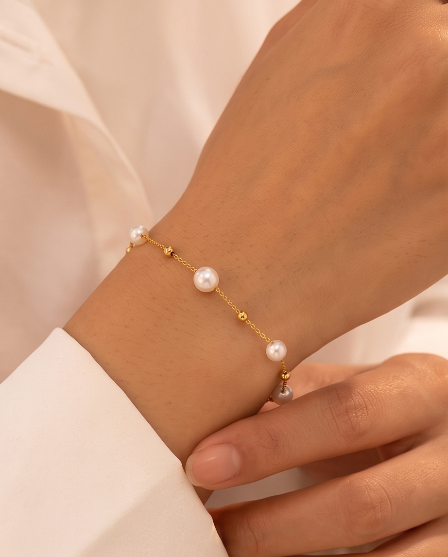 Imitation Pearl Bracelet Necklace Set