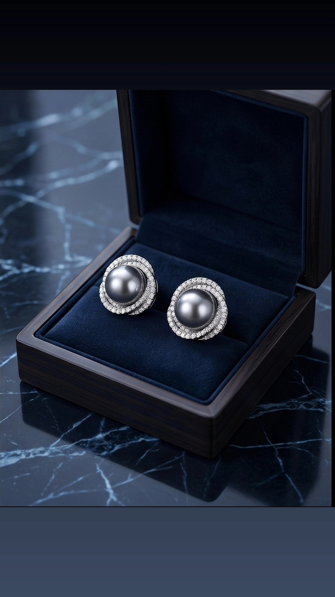 Grey Pearl Flower Studs