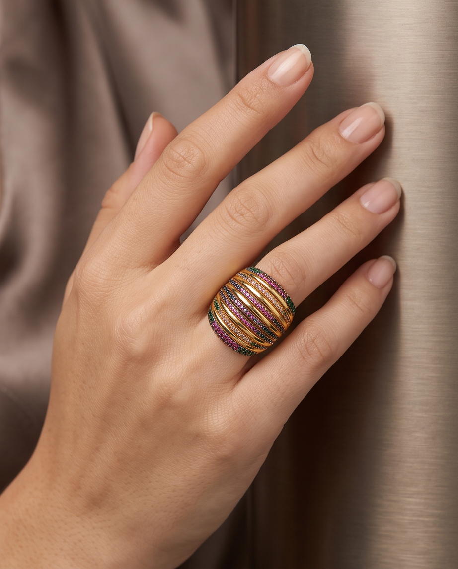 Multicolor Earrings and Ring