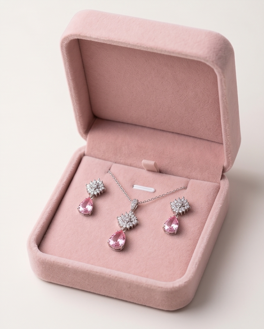 Pear Cut Cubic Zircon Pendant Set