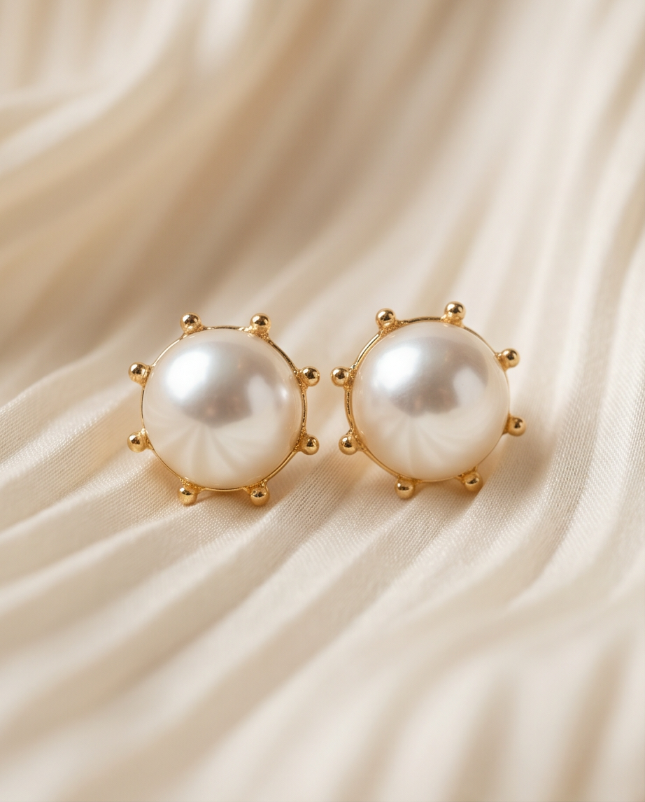 Gold Plated Pearl Studs