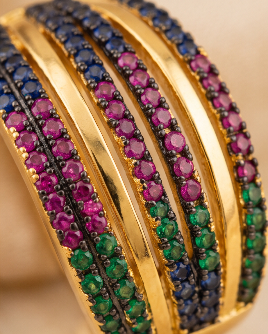 Multicolor Earrings and Ring