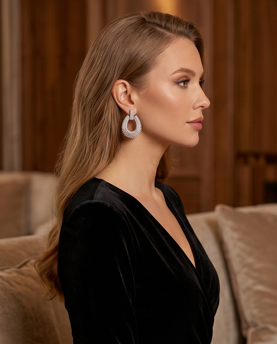 Rhinestone Loop Dangle Earrings