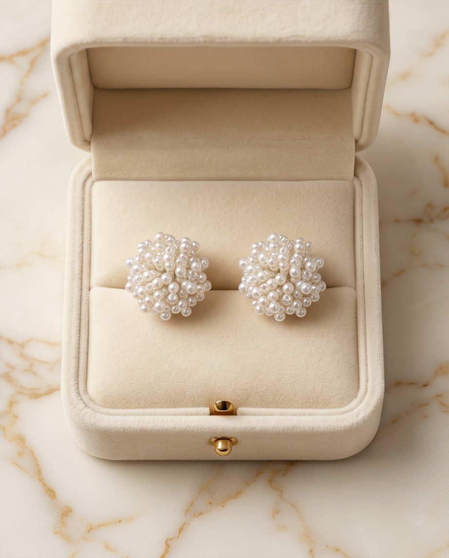 French White Pearl Stud Earrings