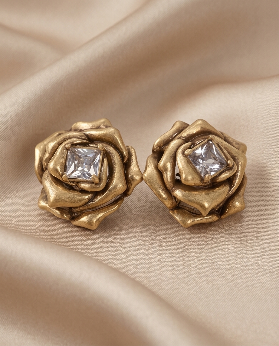 Vintage ROYAL Rose Stud Earrings