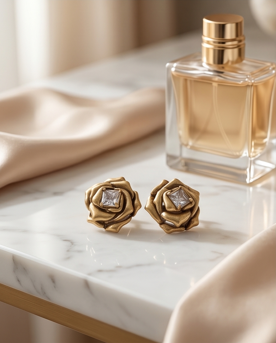 Vintage ROYAL Rose Stud Earrings
