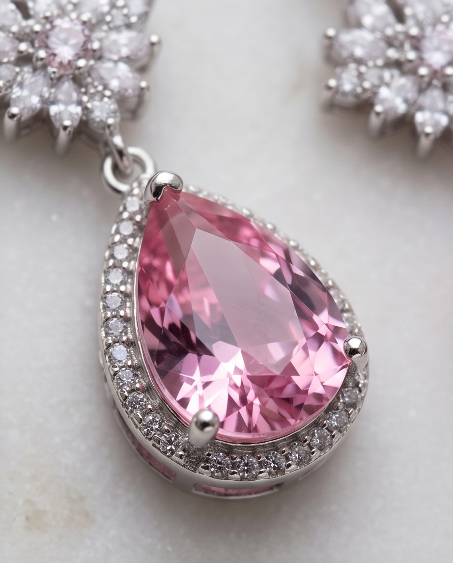 Pear Cut Cubic Zircon Pendant Set