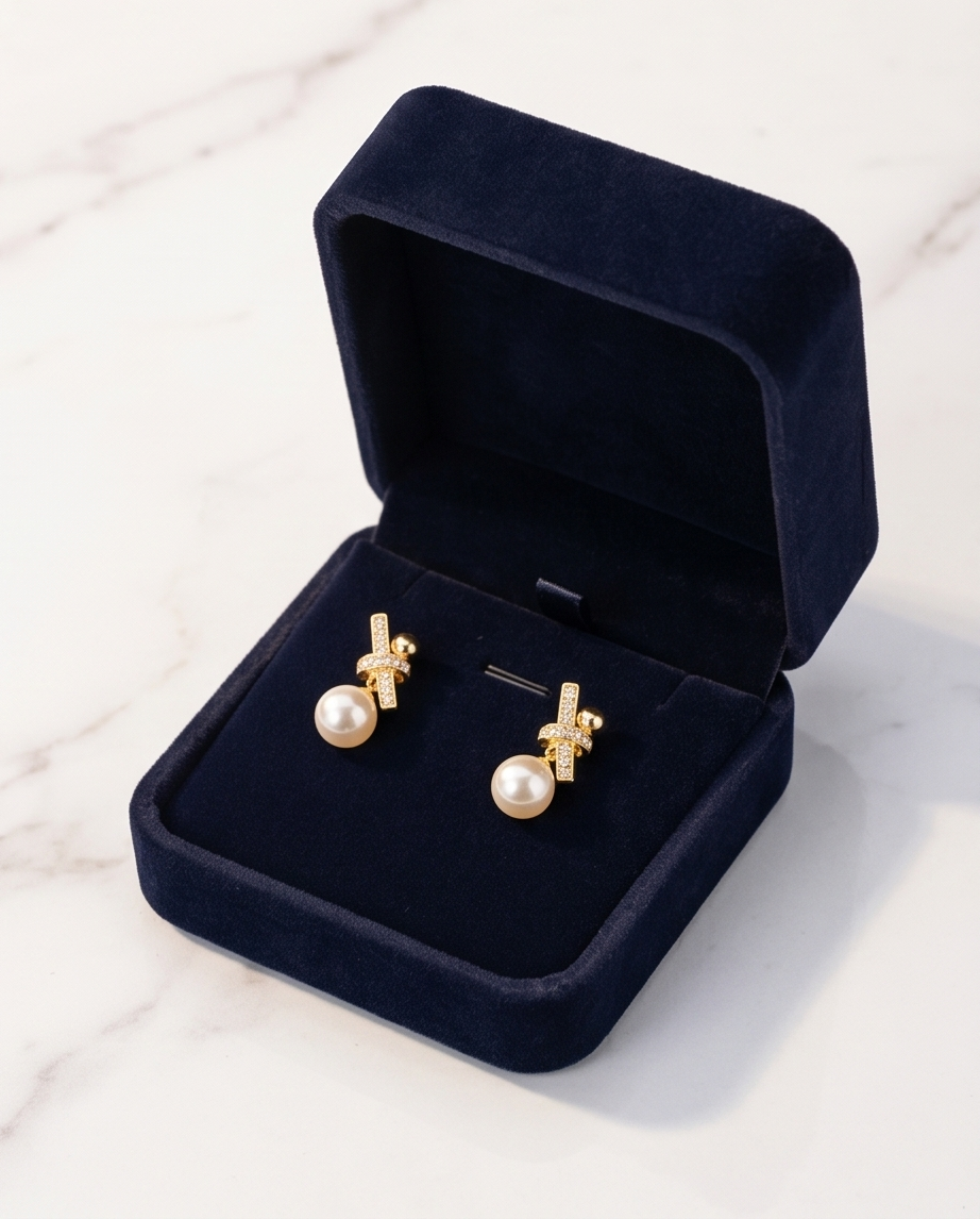 Knot Design Faux Pearl Stud Earrings